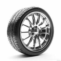 AI generated car wheel on a white background photo