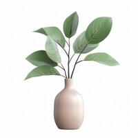 AI generated realistic plant inside a ceramic vase on white background photo
