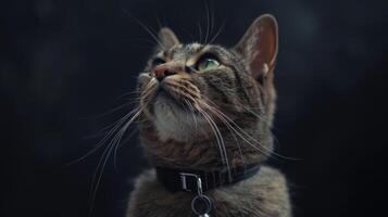 AI generated Cat with a cat collar professional photography photo