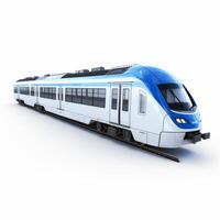 AI generated Realistic passenger train on a white background photo