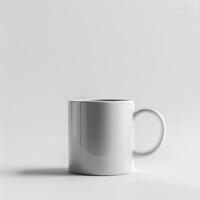 AI generated minimalistic style white mug on white background photo