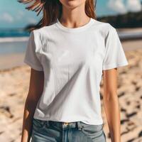 ai generado mujer blanco blanco camisa Bosquejo foto