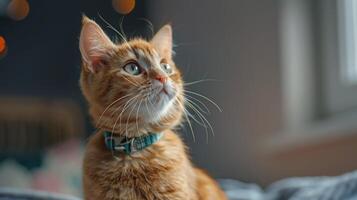 AI generated Cat with a cat collar professional photography photo