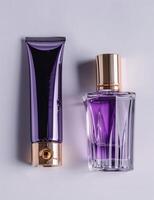 AI generated beauty tube and perfume sample photo