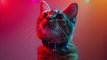 AI generated Cat with a cat collar professional photography photo