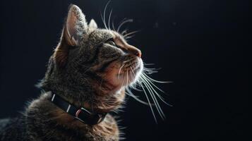 AI generated Cat with a cat collar professional photography photo