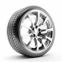 AI generated car wheel on a white background photo