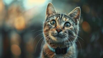 AI generated Cat with a cat collar professional photography photo