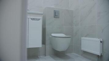 View of the bathroom in the apartment through the door video