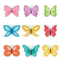 Set of butterflies. Multicolored vector butterflies on a white background.