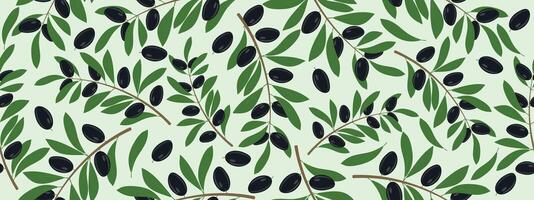 Seamless pattern with olive branches. Olive sprigs. vector