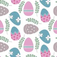 Easter seamless pattern with eggs in pastel colors. vector