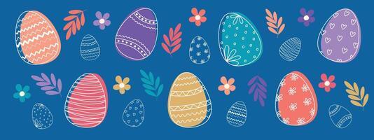 Banner with colorful Easter eggs. Easter eggs concept in modern style. vector