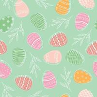 Easter background with cute Easter eggs and twigs. Festive Easter design. vector