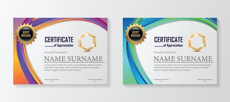 Set Modern certificate template in gradation and gold colors, luxury and modern style and award style vector image. Suitable for appreciation.