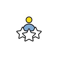 customer review icon, quality rating, feedback, three stars line symbol on white background vector