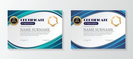 Set Modern certificate template in gradation and gold colors, luxury and modern style and award style vector image. Suitable for appreciation.