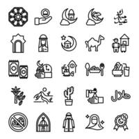 Simple Set of Ramadan Related Vector Line Icon Designs. Contains Icons like crescent moon, kaaba, lantern, pattern and more. Editable stroke.