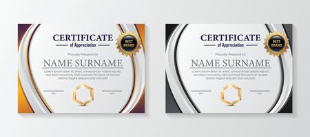 Set Modern certificate template in gradation and gold colors, luxury and modern style and award style vector image. Suitable for appreciation.