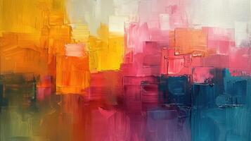 AI generated Generative AI, colorful grunge impasto painted canvas background. Geometric shapes photo