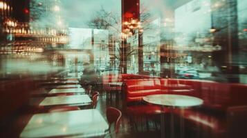 AI generated Generative AI, Vintage photo of American cafe 50s, retro interior design