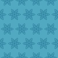 Seamless pattern of contour snowflakes. Simple geometric winter pattern on cyan background. Symmetry. Vector illustration
