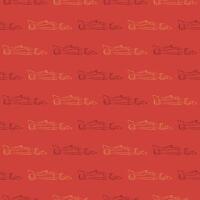 Seamless pattern of Formula 1 contour racing car on a red background. Sports red and yellow cars in a row. Male or childish pattern. Side view. Vector illustration.