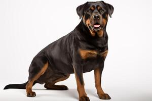 ai generado Rottweiler perro en blanco antecedentes foto