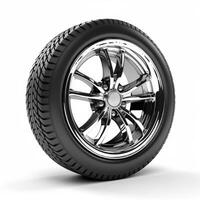 AI generated car wheel on a white background photo