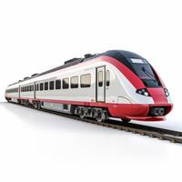 AI generated Realistic passenger train on a white background photo