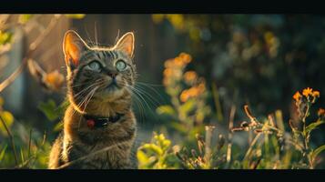 AI generated Cat with a cat collar professional photography photo