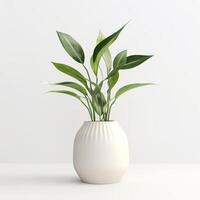 AI generated realistic plant inside a ceramic vase on white background photo