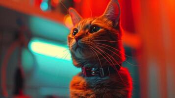 ai generado gato con un gato collar profesional fotografía foto