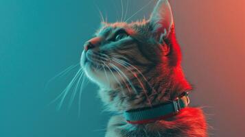 AI generated Cat with a cat collar professional photography photo