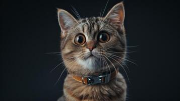 AI generated Cat with a cat collar professional photography photo