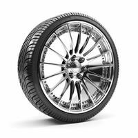 AI generated car wheel on a white background photo