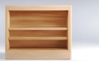 AI generated Shelf wooden with display empty product photo