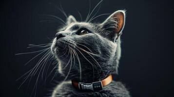 AI generated Cat with a cat collar professional photography photo