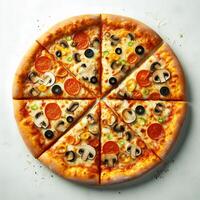 AI generated Slice of fresh italian classic original Pepperoni Pizza photo