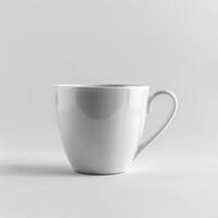 AI generated minimalistic style white mug on white background photo