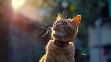 AI generated Cat with a cat collar professional photography photo