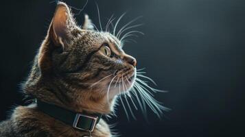 AI generated Cat with a cat collar professional photography photo
