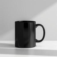 AI generated minimalistic style black mug mockup photo