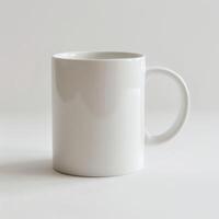 AI generated minimalistic style white mug on white background photo