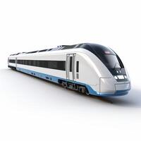 AI generated Realistic passenger train on a white background photo