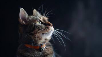 AI generated Cat with a cat collar professional photography photo