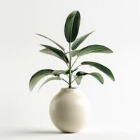 AI generated realistic plant inside a ceramic vase on white background photo