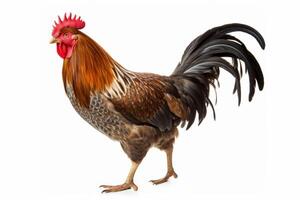 AI generated rooster illustration on white background photo