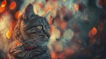 ai generado gato con un gato collar profesional fotografía foto