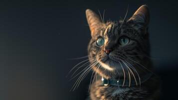 AI generated Cat with a cat collar professional photography photo